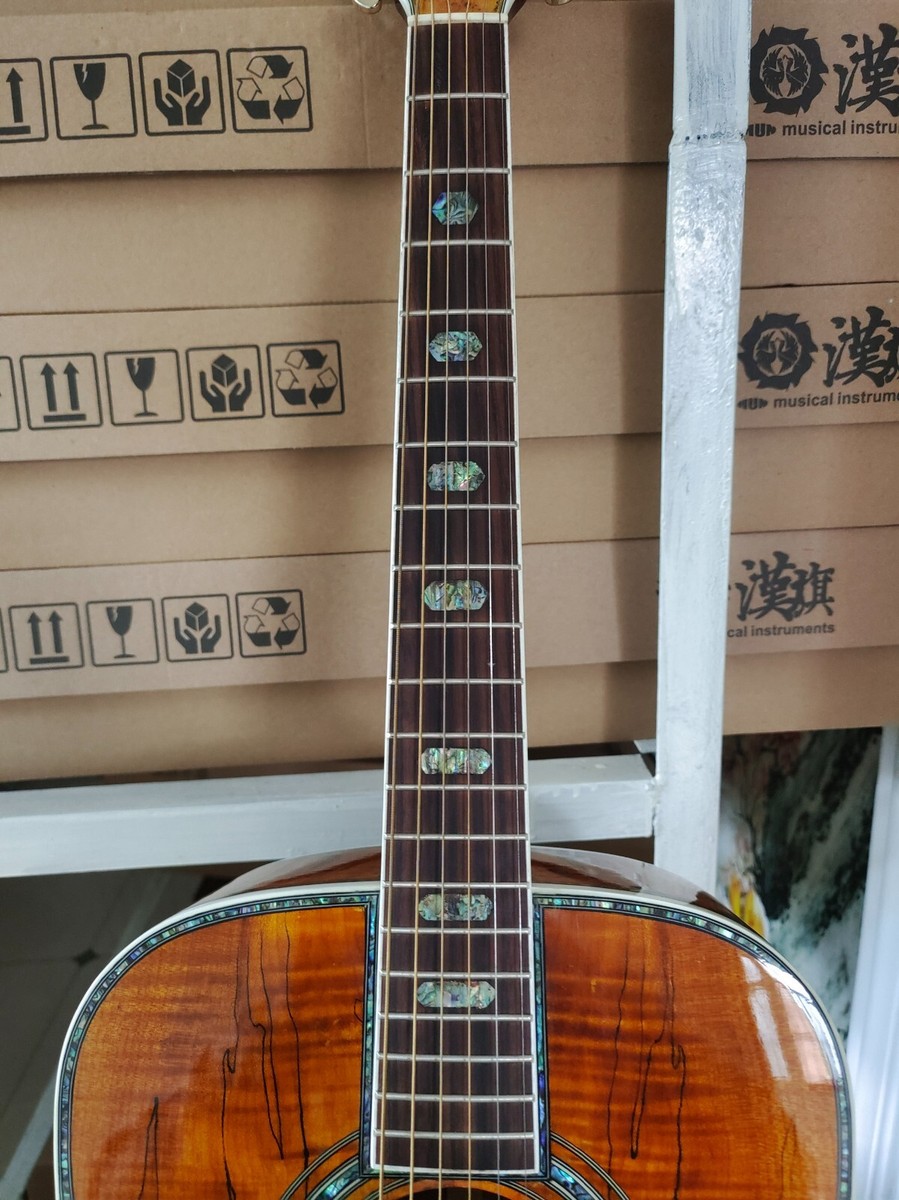 Chitarra Acustica Deluxe Artigianale in Cocobolo Massiccio con Intarsi in Abalone e Custodia Rigida, Personalizzazione Logo Disponibile Chitarra Acustica Deluxe Artigianale in Cocobolo Massiccio con Intarsi in Abalone e Custodia Rigida, Personalizzazione Logo Disponibile