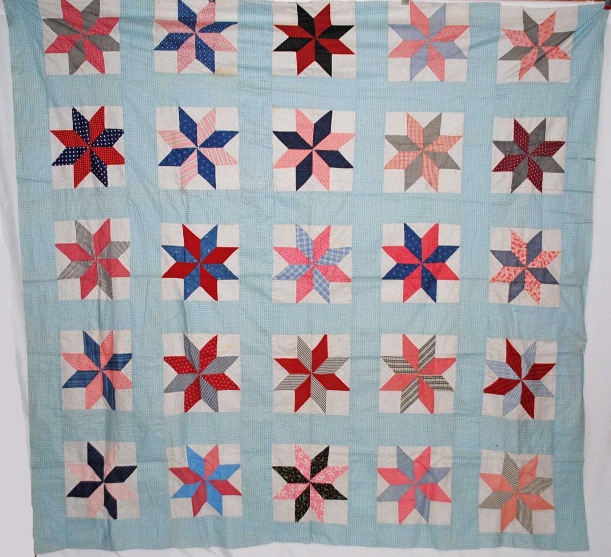 Vintage 1950s Eight Point Star Quilt Top | eBay