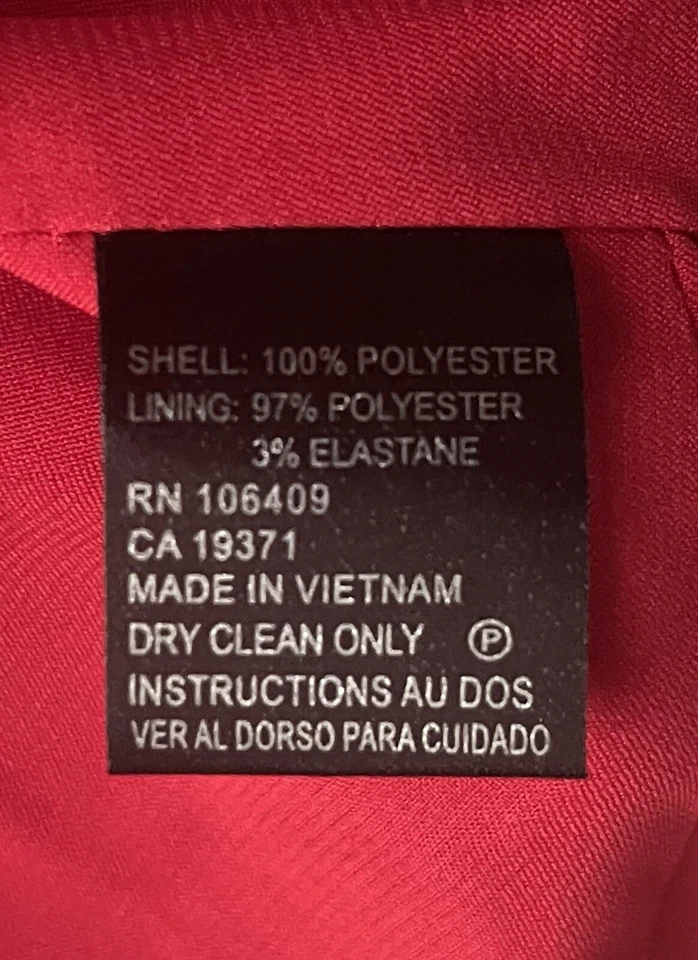 Tahari Arthur S. Levine Red Jumpsuit Knotted Belt Short Flutter Sleeves Sz 16 - Image 4 of 4