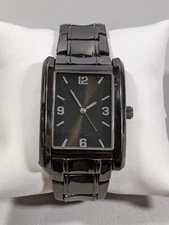 Allude Black Dial Rectangle Case Link Stainless Steel Band Watch 6.75 Inch