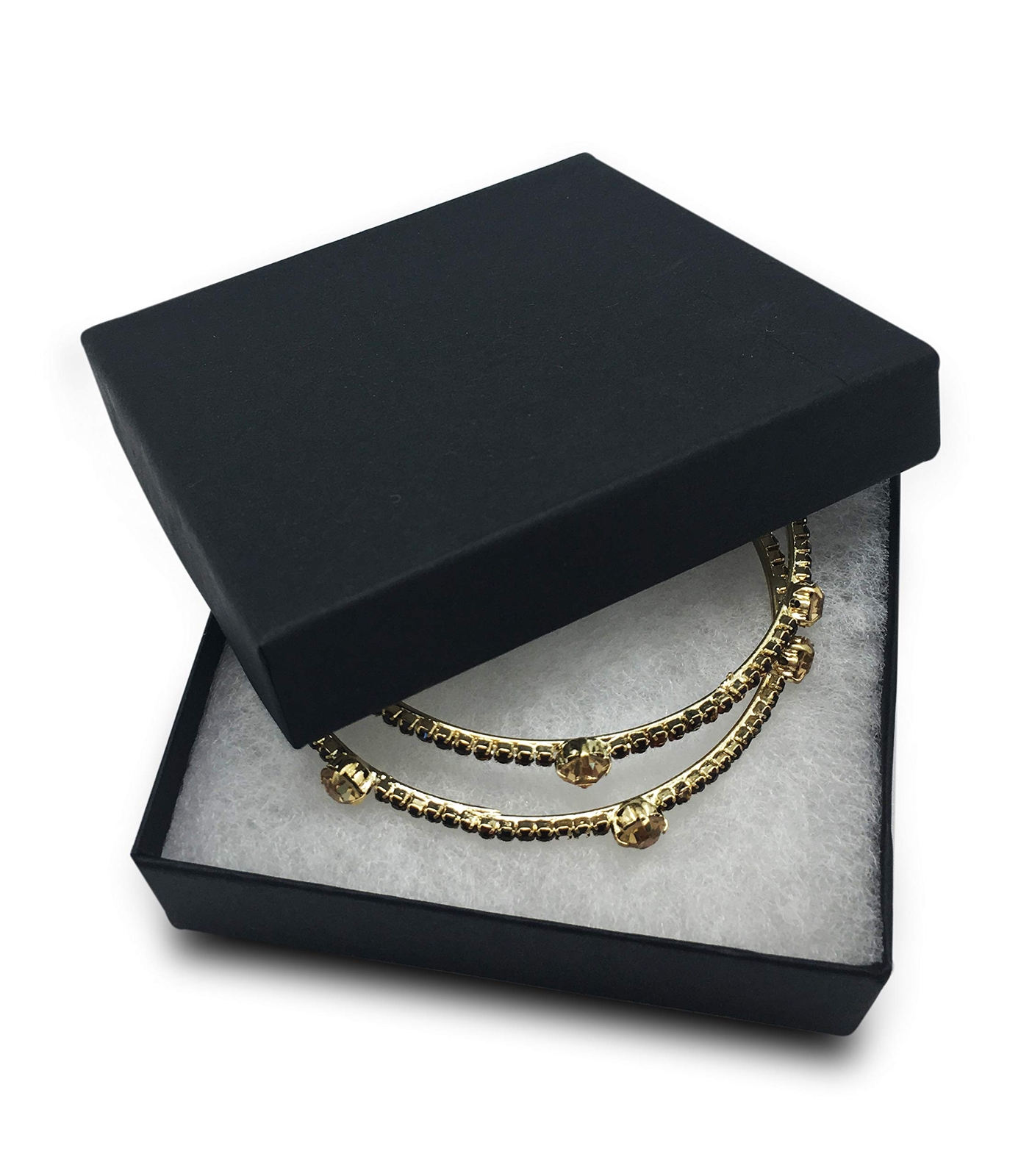 The Display Guys – Cardboard Jewelry Boxes With Cotton – 100 Pack – Matte Bla...
