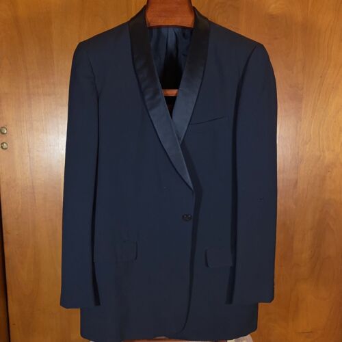 1950er Jahre Schal Kragen Smoking Abendessen Jacke 40L Vintage 1960er Jahre formelle schwarze Wolle