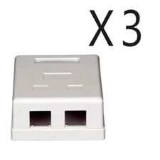 3 pcs pack lot - 2-Port Dual Keystone Jack Surface Mount Housing Box - White