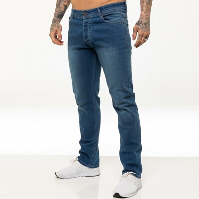 Enzo Herren Jeans Straight Leg Stretch Denim Regular Fit Hose Pants alle Größen