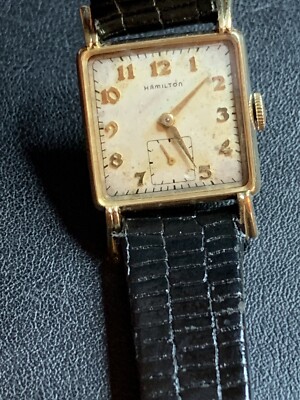 Vintage Mens Rare Square Hamilton Eric 14K GF Cal 747 Running | eBay