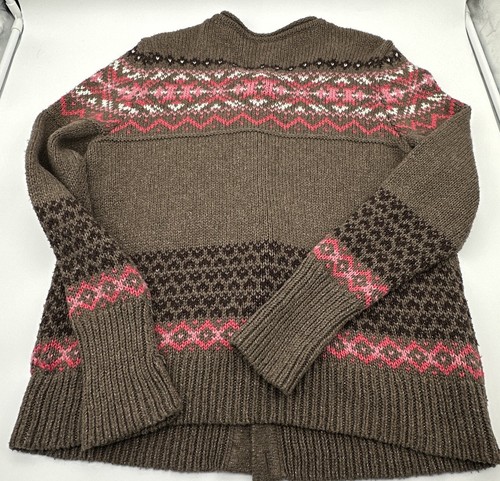 Northcrest Fairisle Cardigan Sweater Button Front Brown & Pink Multi Size 3X - Picture 11 of 11