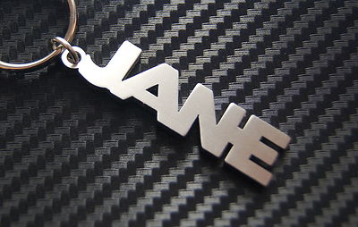 JANE Personalised Name Keyring Keychain Key Fob Bespoke Stainless Steel Gift