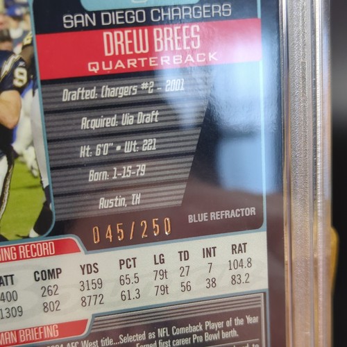 2005 Drew Brees Bowman Chrome #5 "Blue Refractor"/250 🔥PSA 9🔥 POP 4🔥 RARE - Picture 6 of 7