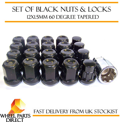 Schwarze Radmuttern & Schlösser (16+4) 12x1,5 Schrauben für Lexus SC 430 [Mk2] 01-10