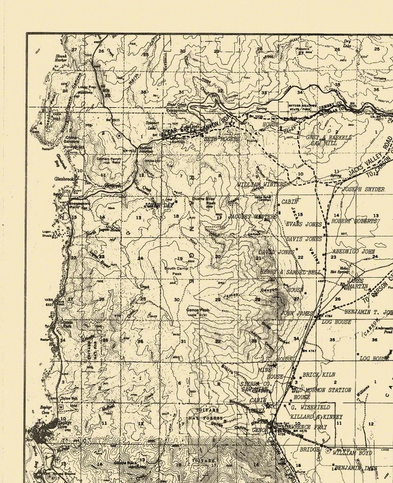 Historic City Map - Carson Nevada River Settlement - Ives 1861 - 23 x 28.25 - Изображение 2 из 4