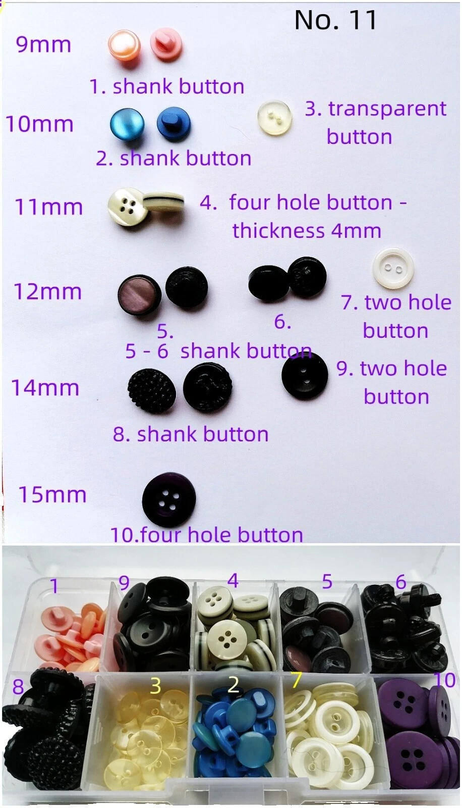 Botón de vástago Multicolor Resina Botones para Costura