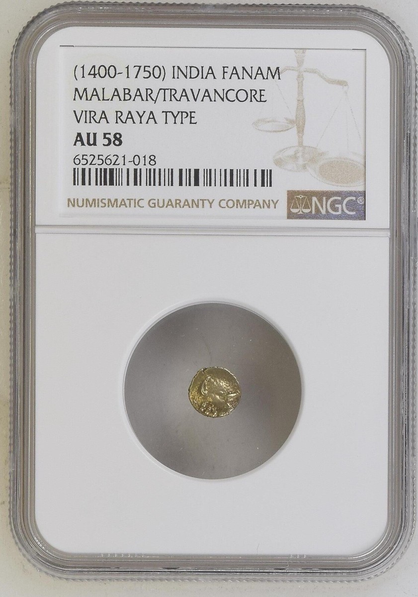 1400-1750 INDIA GOLD FANAM - MALABAR/TRAVANCORE - VIRA RAYA