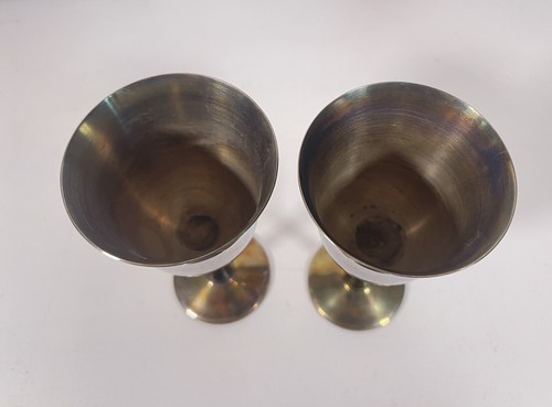 LOVELY PATENA 5.5” Tall Vintage Salem Silver Plated Wine Goblet Cup Set of 2 - Picture 2 of 6