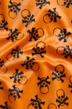 Black orange skull velbola soft fabric BY THE YARD 60" wide