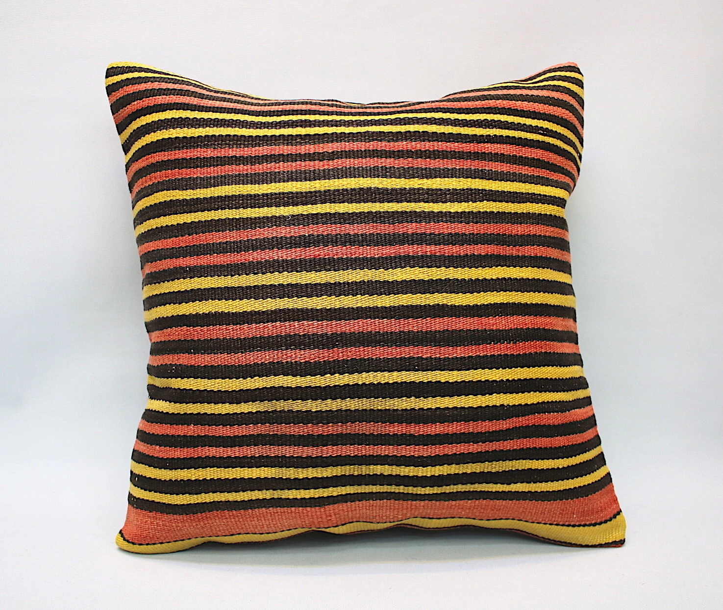 Kilim Square Pillow, 20”x20”, Decorative Throw Cushion, Handmade Vintage Pillow