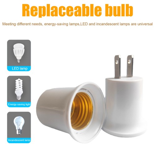 2Pcs Light Socket Outlet To Light Bulb Outlet E26/E27 Convert Socket Adapter - Picture 6 of 11
