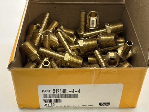 (Qty 10) Parker X125HBL-4-4, 1/4" OD Barb X 1/4" Male NPT Brass Hose Barb - Picture 4 of 4