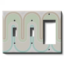 SnazzySwitch Green Retro Waves Decorative Light Switch Plate Cover