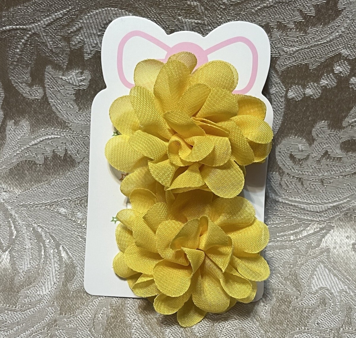 Yellow Chiffon Flower Adorable Floral Hair Bow Clips Girl 