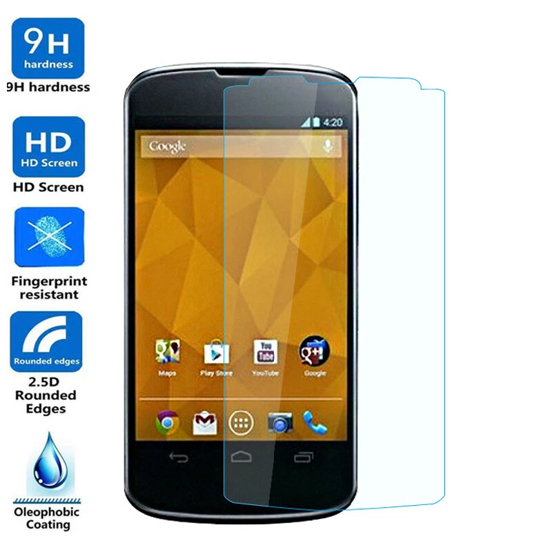 PROTECTOR PANTALLA CRISTAL TEMPLADO ULTRA CLARO 9H Para LG Google Nexus 4 E960 EE. UU. Foto 2 de 4