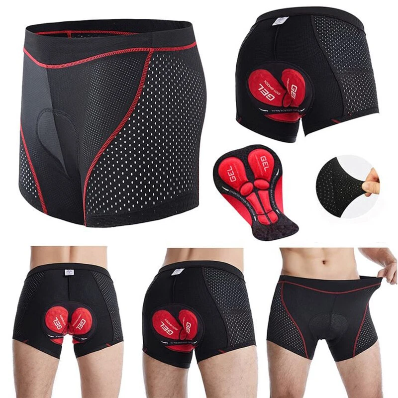 Pantalones Cortos de Ciclismo para Hombres Ropa Interior Pantalones 3D Acolchados Gel de Secado Rápido MTB Forro Pantalones Cortos EE. UU. Foto 3 de 4