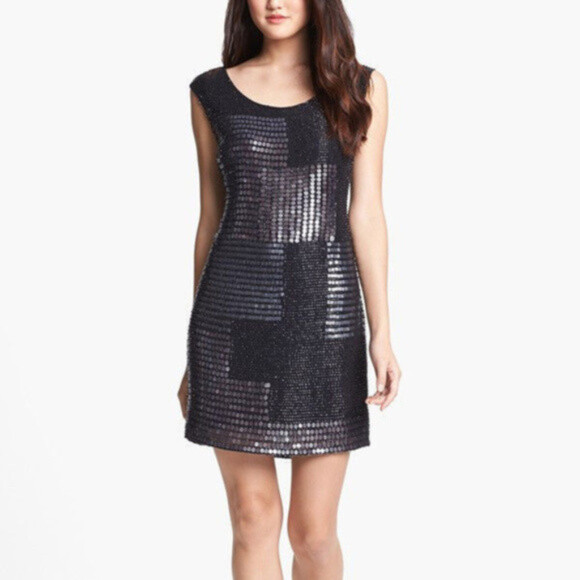 Adrianna Papell BEADED SHIFT BLACK Size 8 #31 #276 NWT