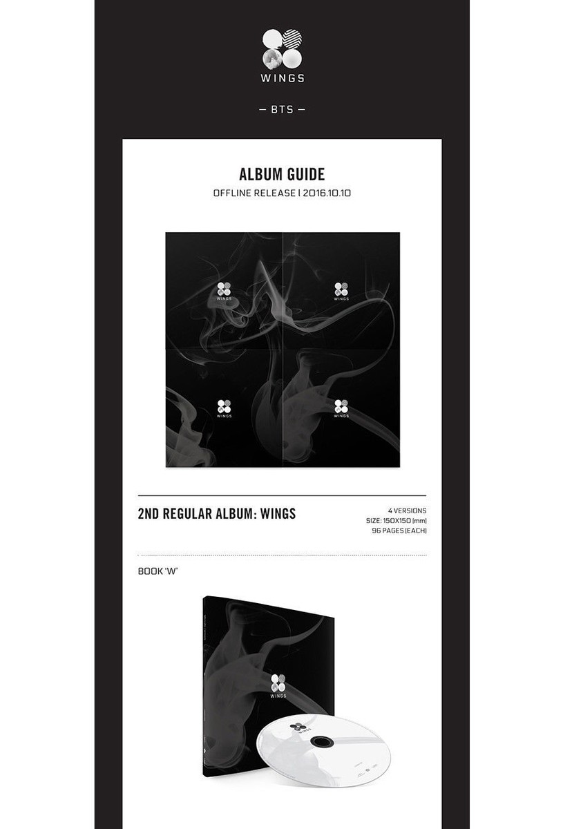 BTS [WINGS] 2nd Album W Ver CD+96p Foto Buch+Foto Karte K-POP