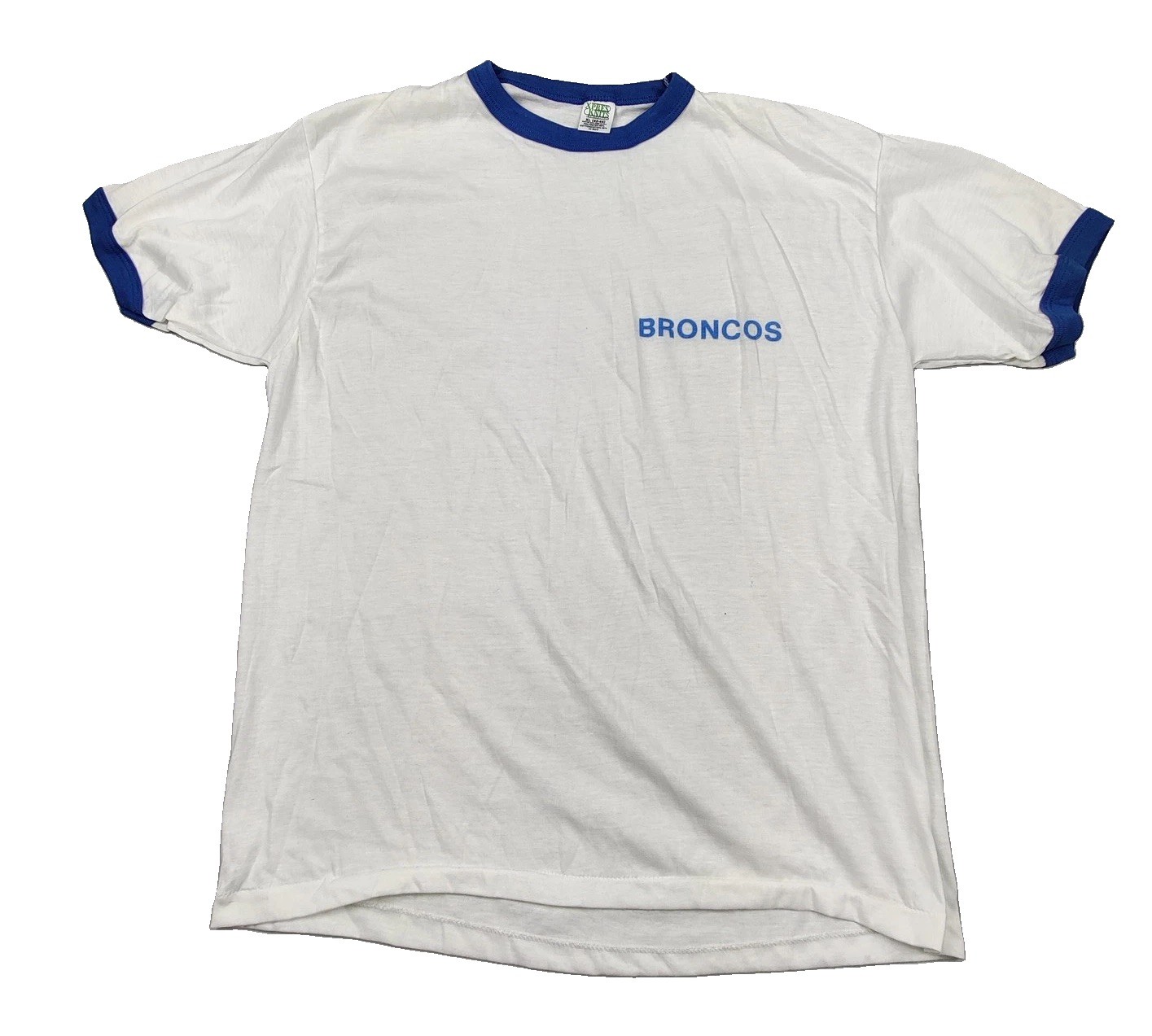 Vintage Xpres Knits Shirt Mens XL White Broncos Ringer Graphic Tee Made USA