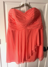 & EUC! Peach colored Davids Bridal strapless dress sz 22