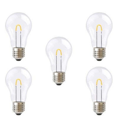 5 x LED Curved Filament A60 0,85W fast 15W E27 klar Kunststoff stoßfest warmweiß