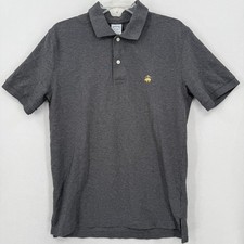 Brooks Brothers Mens Performance Polo Shirt Size L Slim Fit Gray Gold Logo