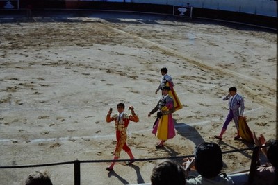 c1970's Kodachrome 35mm Slide, Matadors Bullfight Arena, Spanish Culture Crowd