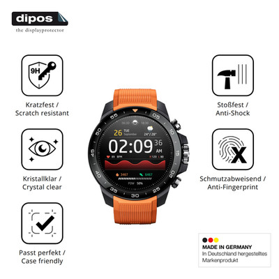2x Schutzfolie für Xiaomi Mibro GS Explorer S - Anti-Shock 9H Folie dipos Glass