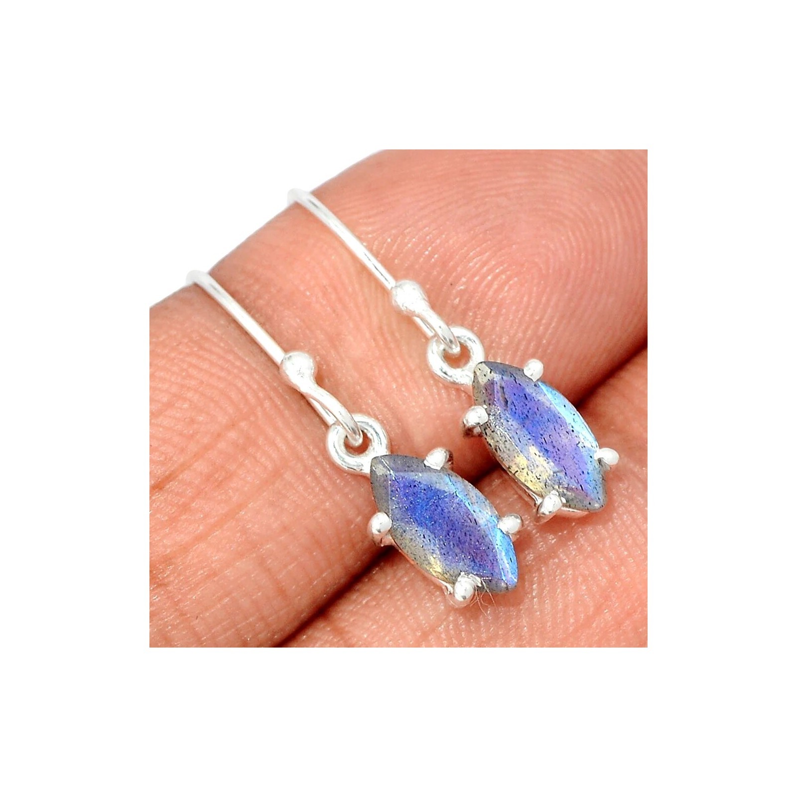 Boucles d'oreilles Labradorite marquise SK48.6 - Bijou femme en pierre bleue