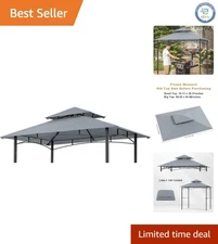 Elegant Gray 5x8 Outdoor Grill Gazebo Canopy Replacement - Water-Resistant