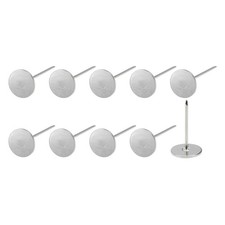 50Pcs Upholstery Nail Tacks 18x50x1.4mm Iron Flat Head Push Pins Silver Tone