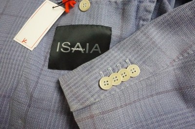Isaia Napoli Linen Double Breastd Lavender Plaid Woven Sport Coat Jacket 38R NEW