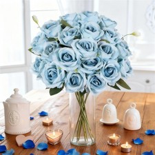 50PCS Artificial Roses with Long Stems - Realistic Silk Flowers, Fake Roses R...