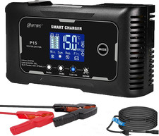 15A Smart Lithium LiFePO4 Battery Charger for 12V/24V Marine, RV, Motorcycle