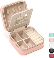 Jewelry Case with Mirror, Small Travel Jewelry Organizer, Portable Mini Storage
