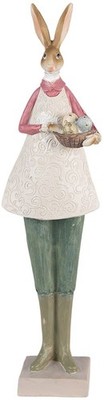 Clayre & Eef 6PR3610 Dekoration Kaninchen 9x7x36 cm Beige - Grün
