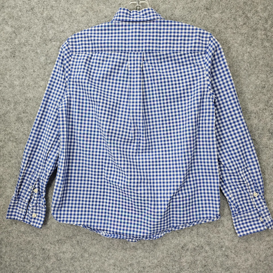 Ralph Lauren Button Down Shirt Boys M 10 12 Blue White Pony Gingham Check RL Foto 2 de 4