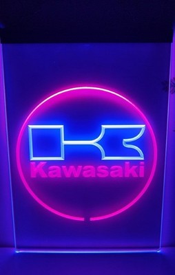 Kawasaki Light Sign Dual Color Moto Dealer Garage Wall Hanging Desktop Decor