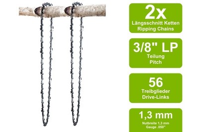 2 Längsschnitt Sägeketten passend für AL-KO EKS 2400 | 40cm 3/8LP 56TG 1,3mm