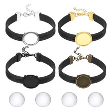 Bracelet Blanks for Jewelry Making 4pcs 18mm Black