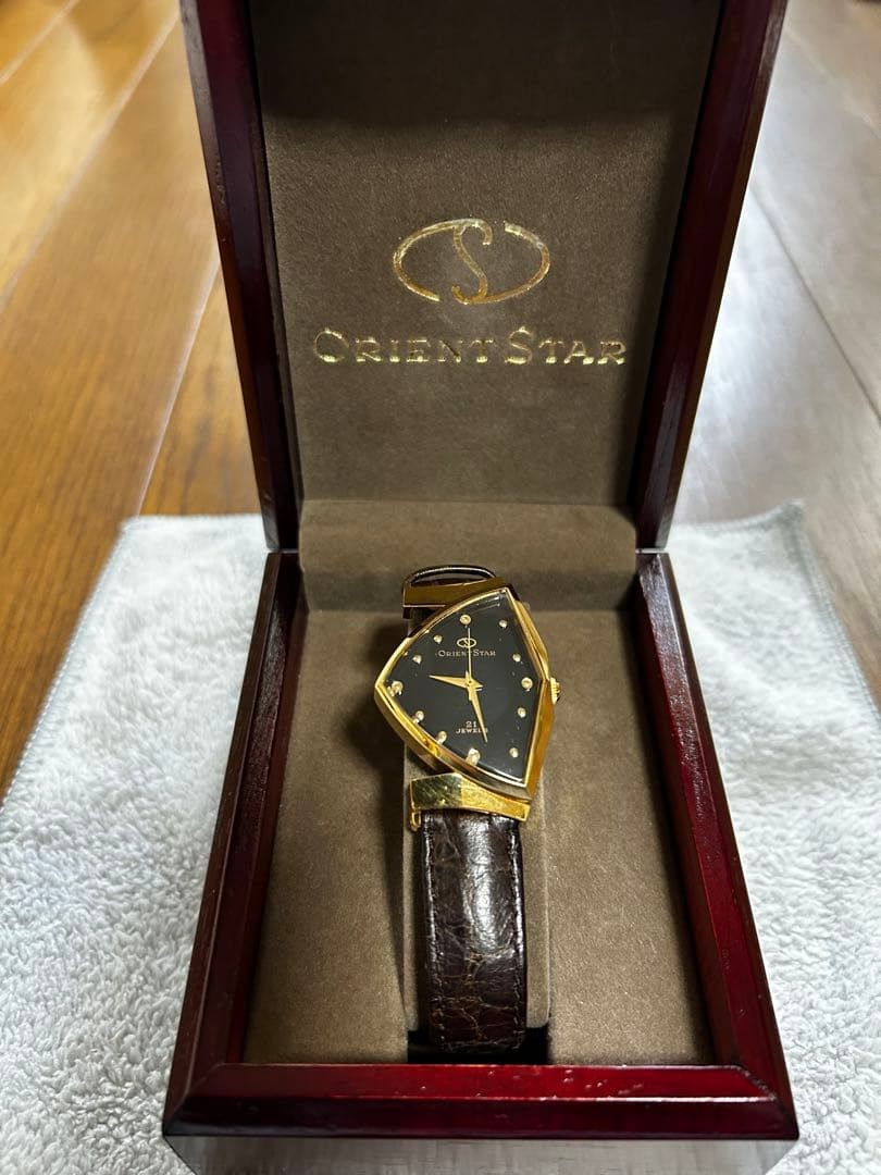 Orient Star Mechanical Watch Triangular Gold Blac… - image 1