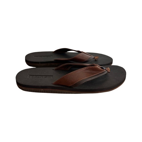 Nautica Men's Brown Sandals Clarkson 3 Flip Flops Summer Slide On Shoes Size 10