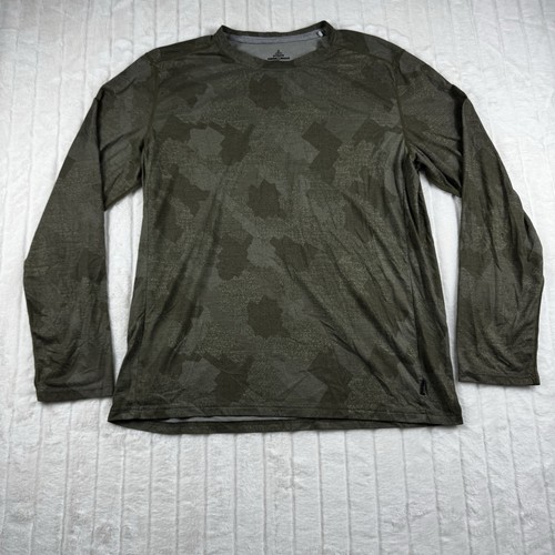 prAna Prospect Heights Graphic Long Sleeve Tee Men's XL Olive Rye Harbor Camo