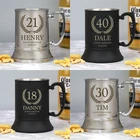 Personalised Birthday Crest Stainless Steel Tankard Gift Presents Gift Box Bday