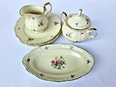 Edelstein Bavaria Maria-Theresia Geschirr 6 St. Porzellan Blumenmotiv